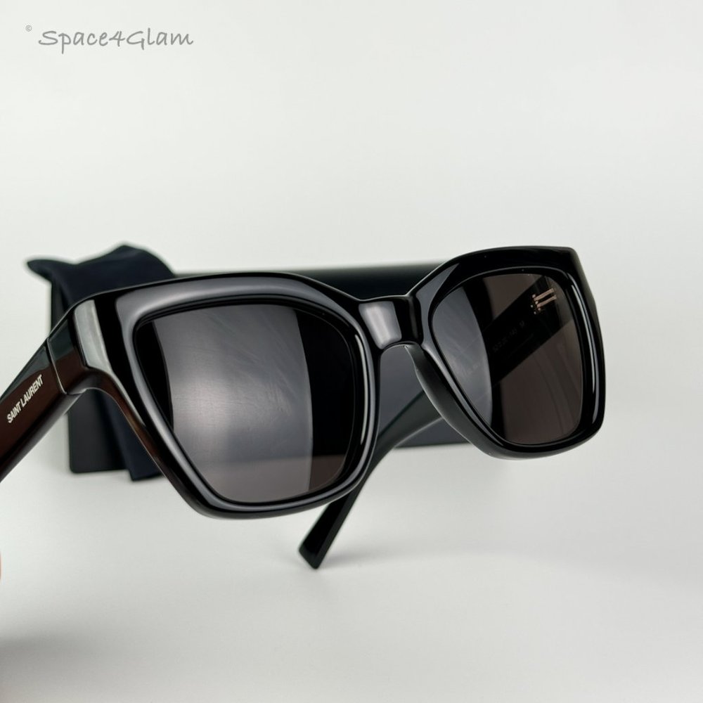 BRAND NEW Saint Laurent SL641 001 Black Cat Eye Unisex Sunglasses - Picture 6 of 13